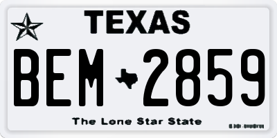 TX license plate BEM2859