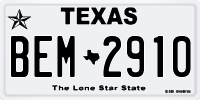 TX license plate BEM2910