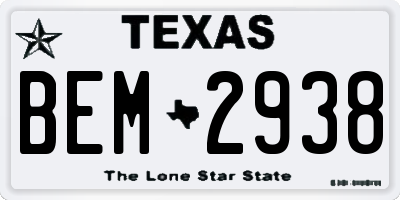 TX license plate BEM2938