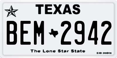 TX license plate BEM2942