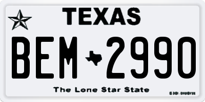 TX license plate BEM2990