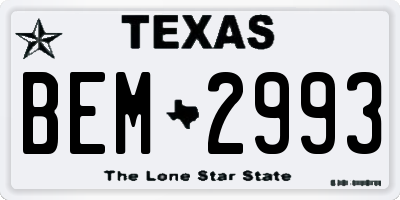 TX license plate BEM2993
