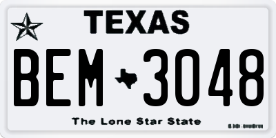 TX license plate BEM3048