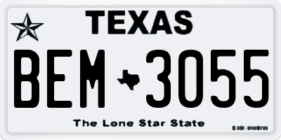 TX license plate BEM3055
