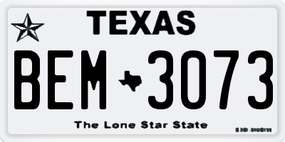 TX license plate BEM3073
