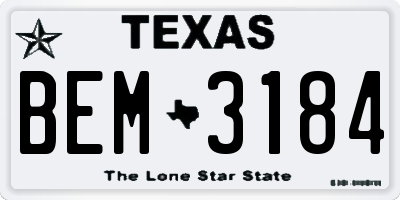 TX license plate BEM3184
