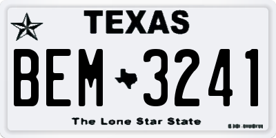TX license plate BEM3241