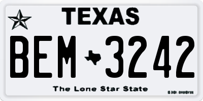 TX license plate BEM3242