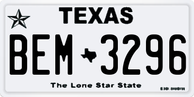 TX license plate BEM3296