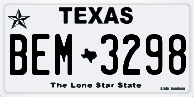 TX license plate BEM3298