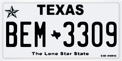 TX license plate BEM3309