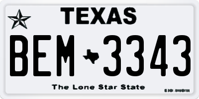 TX license plate BEM3343