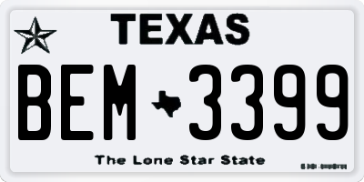 TX license plate BEM3399