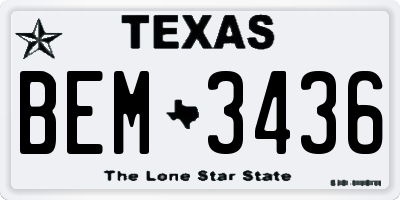TX license plate BEM3436