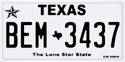 TX license plate BEM3437