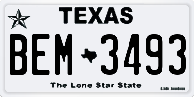 TX license plate BEM3493