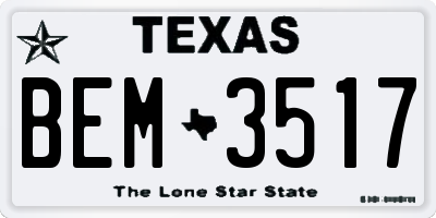 TX license plate BEM3517