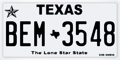 TX license plate BEM3548