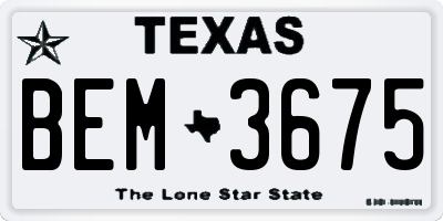 TX license plate BEM3675