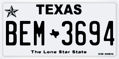TX license plate BEM3694