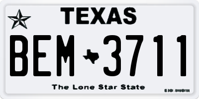 TX license plate BEM3711