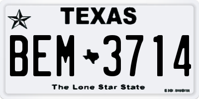TX license plate BEM3714
