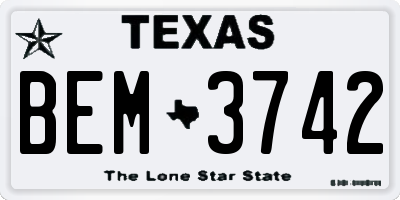 TX license plate BEM3742