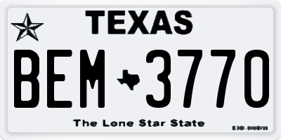 TX license plate BEM3770