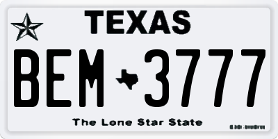 TX license plate BEM3777