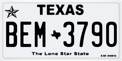 TX license plate BEM3790