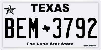 TX license plate BEM3792