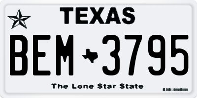 TX license plate BEM3795