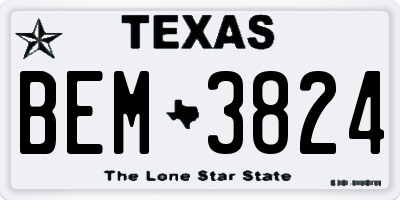 TX license plate BEM3824