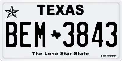 TX license plate BEM3843