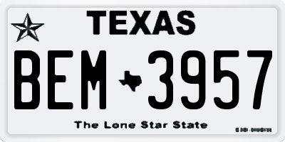 TX license plate BEM3957
