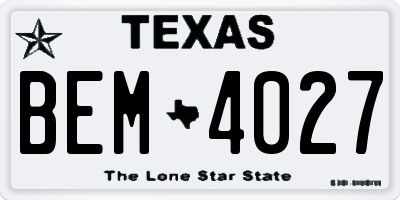 TX license plate BEM4027