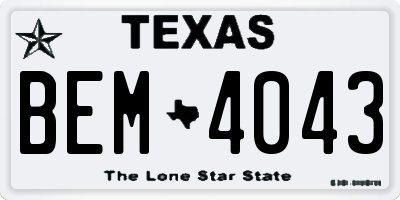 TX license plate BEM4043