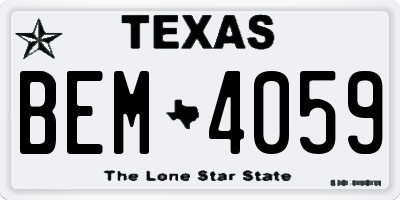 TX license plate BEM4059