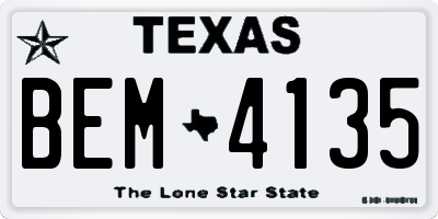 TX license plate BEM4135