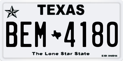 TX license plate BEM4180