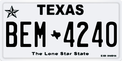 TX license plate BEM4240