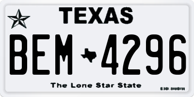 TX license plate BEM4296