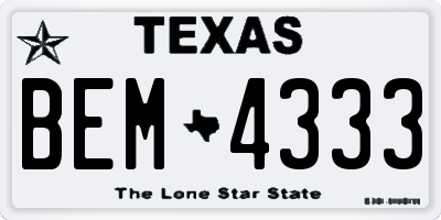 TX license plate BEM4333