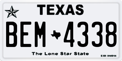 TX license plate BEM4338