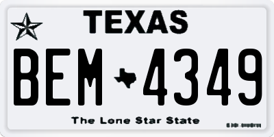 TX license plate BEM4349