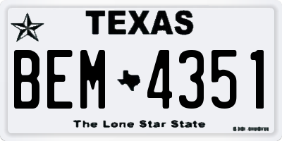 TX license plate BEM4351
