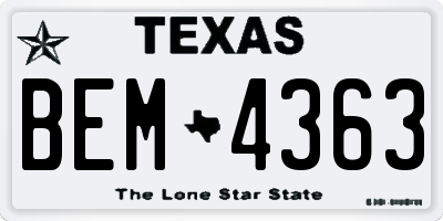 TX license plate BEM4363
