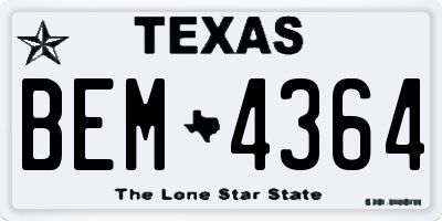 TX license plate BEM4364