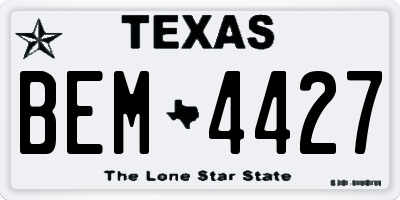 TX license plate BEM4427