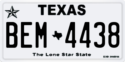 TX license plate BEM4438